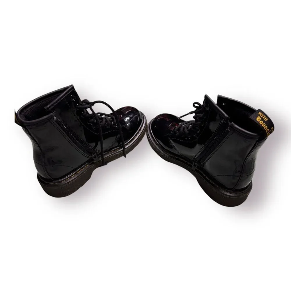 DR MARTENS - Junior 1460 Patent Leather Lace Up Inner‎ Ankle Zipper Boots Size 1